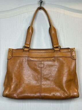 Vintage Fossil Brown Leather Tote Bag - Classic Women's Shoulder Bag